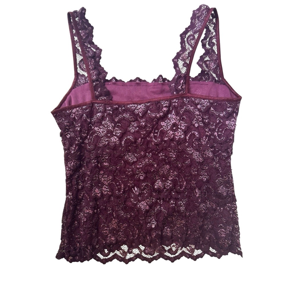 Vtg Cache Purple Square Neck Top Sheer Lace Overlay Size Medium Fairy Whimsigoth - Picture 2 of 8